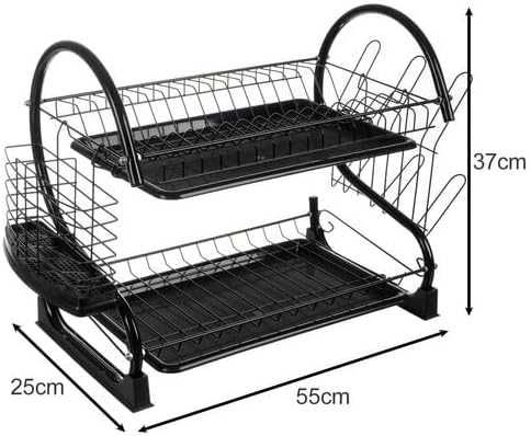 Scurgator de vase pe doua niveluri cu suport pentru pahare si tacamuri