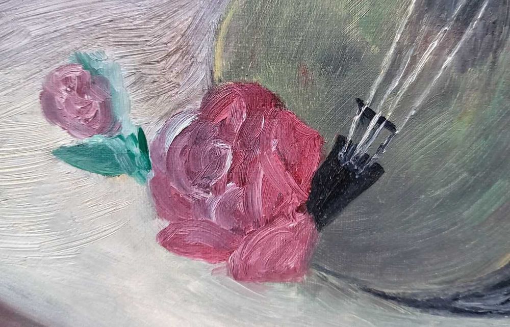 Tablou vechi - natura statica cu vioara - semnat si datat