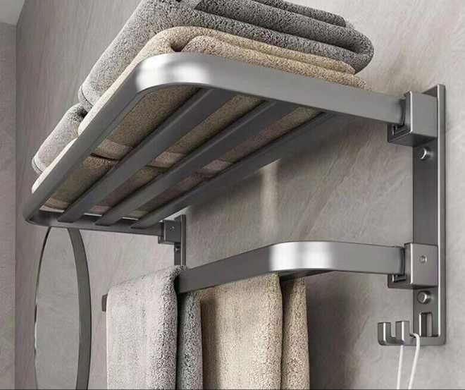 Suport pentru prosoape baie aluminiu argintiu 50cm