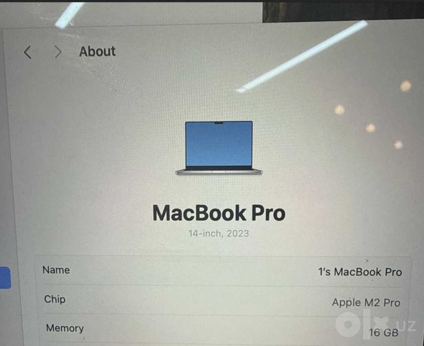 Macbook M2 Pro chip | 1 TERA | Yaxshi holatda + Komplekt