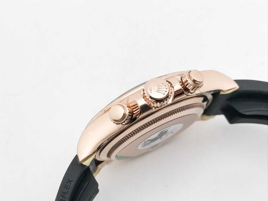 Rolex Daytona 126515 Rose Gold 40mm – Черен циферблат, керамичен безел, каучукова каишка – реални снимки