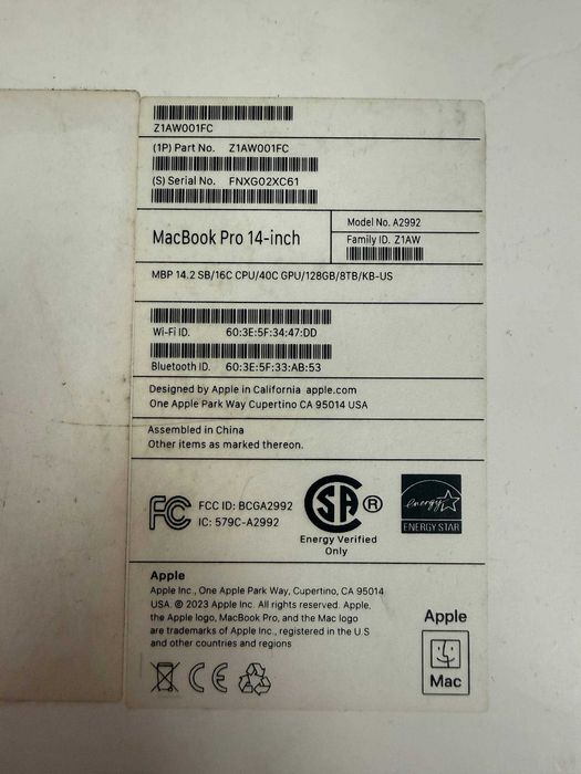 Apple Macbook pro 14 dyum M3 MAX 128GB 8TB Space Gray