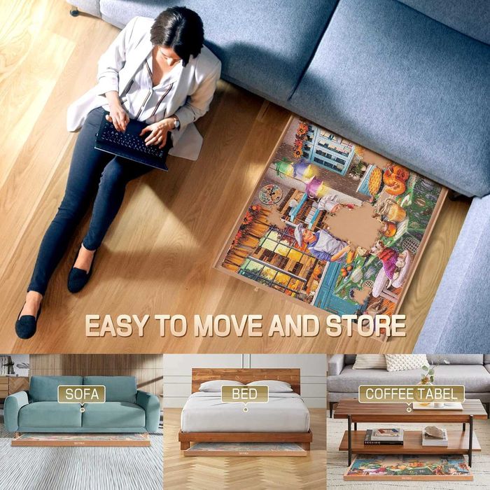 Suport puzzle din lemn cu 4 sertare pana la 1500 piese 89x69cm