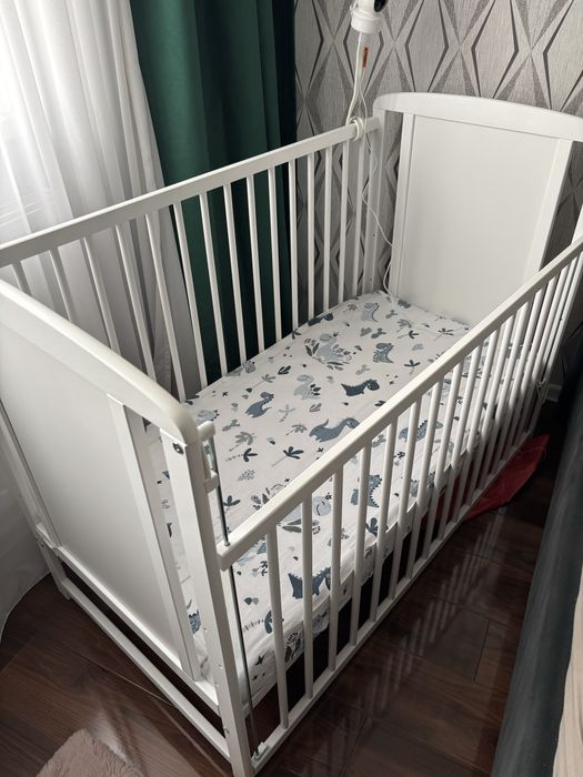 Patut din lemn bebe 120x60 plus saltea din cocos ca noi