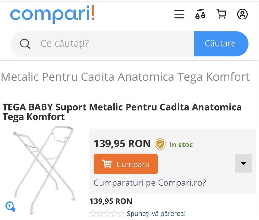 Suport metalic pentru cadita bebe , nou!