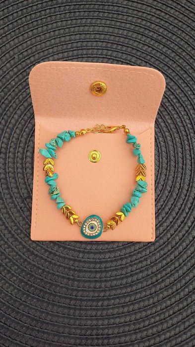 Bratara din Turcoaze albastre, lucrata manual