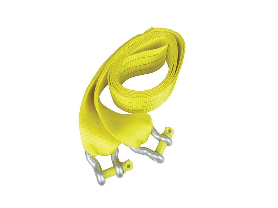 Chinga remorcare Jumbo 10 tone, 4 m lungime, 9 cm latime, cu 2 ancore de fixare cu blocare, galbena