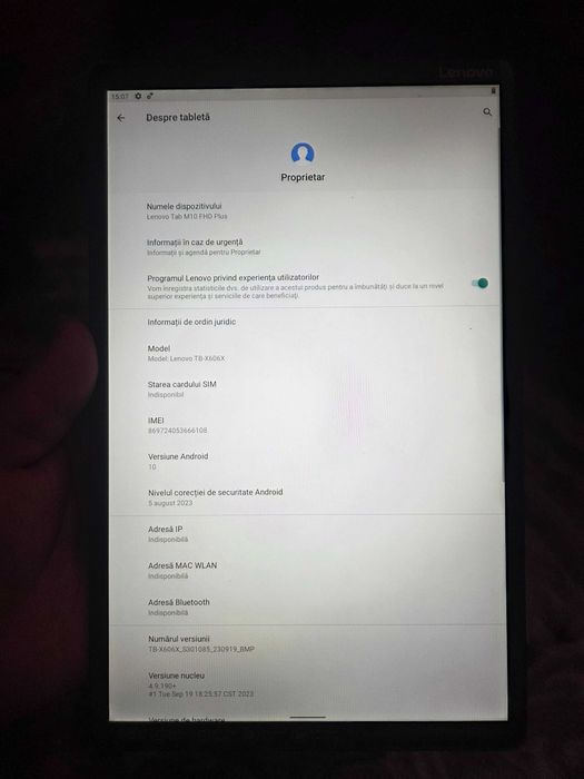 Tableta Lenovo tabM10 FHD PLUS (produs nou)