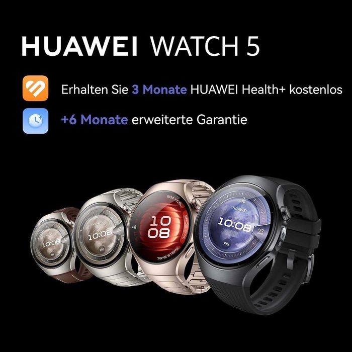 Нов Смарт Водоустойчив Часовник Huawei Watch 5, Rates-L19F, Черен, 2 години Гаранция