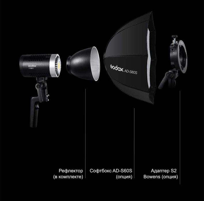 Осветитель светодиодный Godox ML60Bi  + зарядник + 2 батарейки NP-F970