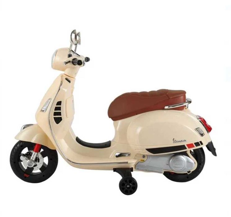 Акумулаторен мотоциклет Vespa 6V с фарове – в бежово-кафяв цвят