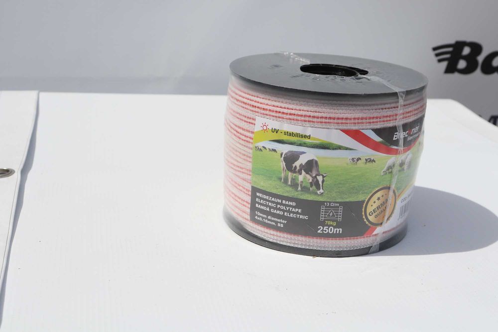 Rola banda rosu-alb fi 10mm, 4x0.16mm 250m gard electric Breckner
