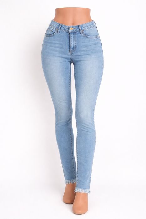 Blugi MANGO MNG Jeans S, talie înaltă, skinny, albastru deschis