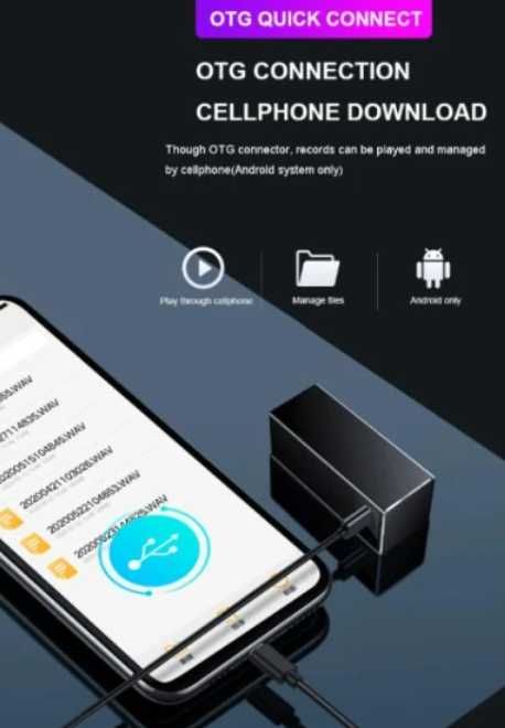 Vandlion V12 OTG 2х Микрофона 360° DSP Магнитен Шпионски Аудио Рекордер Гласово Активация 384 Часа Запис и 1 Година в Изчакване + MP3 плеър и Слушалки