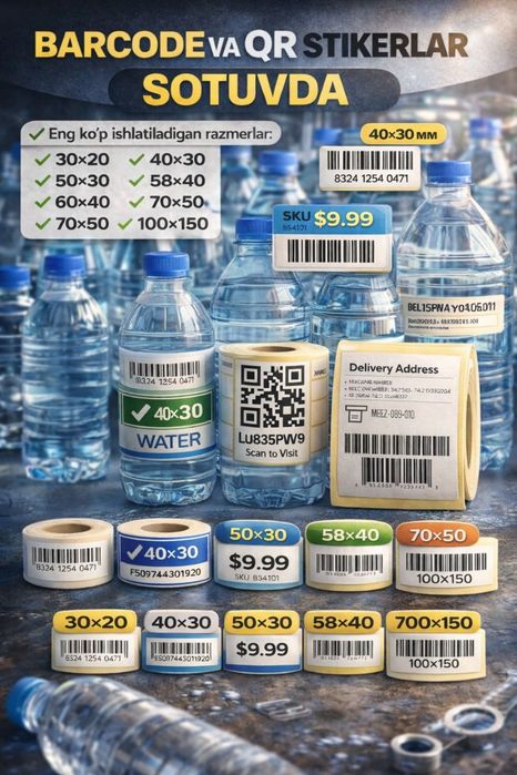 Этикетка, Наклейки, Баркод Термо Стикер Самоклейка Этикетки Штрихкод Н