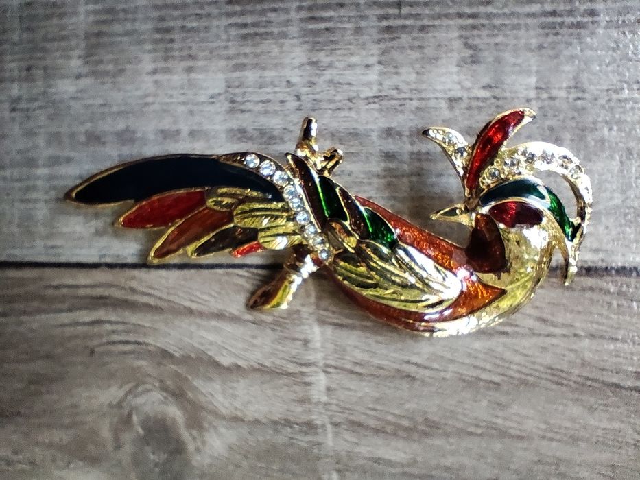 Винтидж брошки (ръчна изработка филигран), птица, панделка, гущер