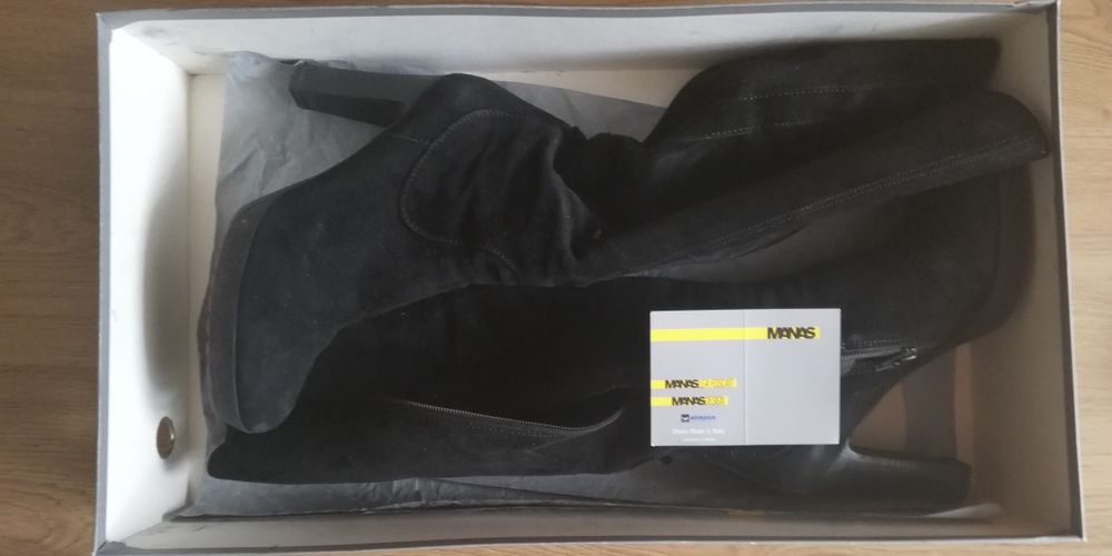 Cizme negre inalte dama piele intoarsa Manas lea Foscati italia