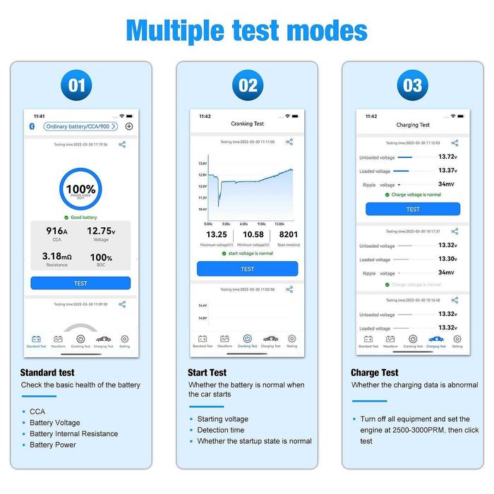 Безжичен тестер за акумулатори KONNWEI BK200