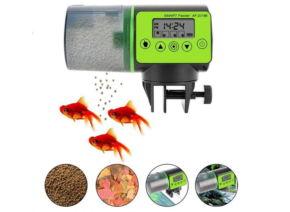 Автоматична хранилка с голям резервоар за рибки аквариум AF-2019B