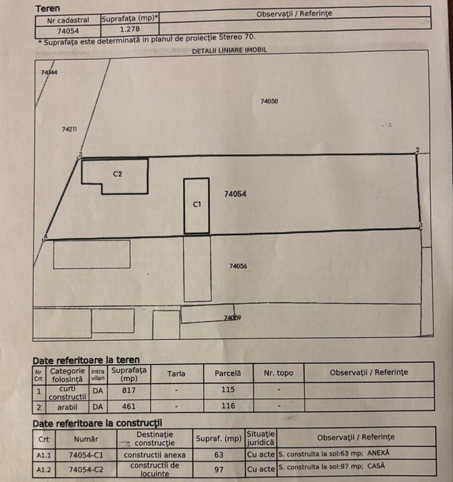 Teren 1278mp cu casa si anexa gospodareasca
