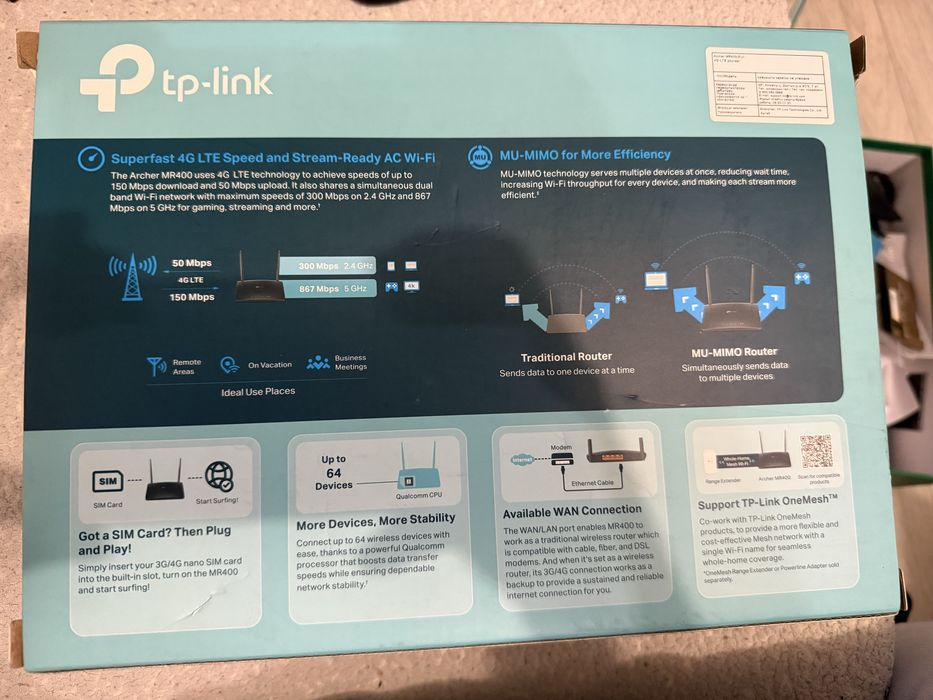 4G LTE роутер TP-Link Archer MR400