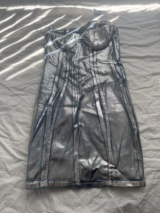 Дънкова рокля Bershka с метален ефект