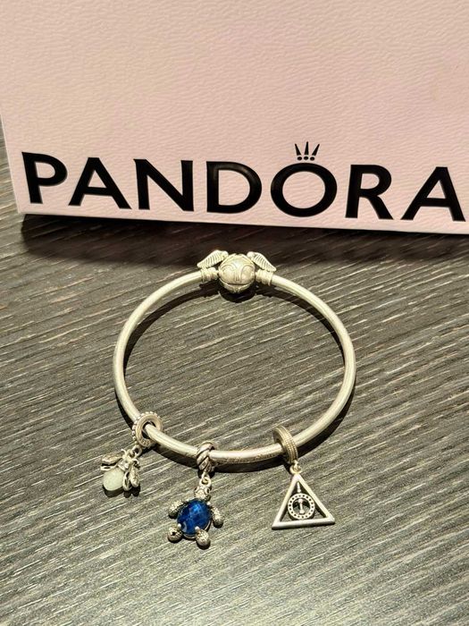 Гривна Pandora x Harry Poter твърда гривна "Златен снич", размер 17–19 см