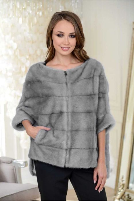 Haina blana vizon , Haină blană nurcă impecabila , Gri