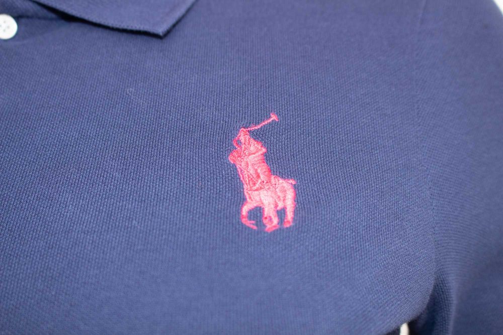 Polo Ralph Lauren оригинална рокля с яка тъмно синя бродирано пони 16 год./XS