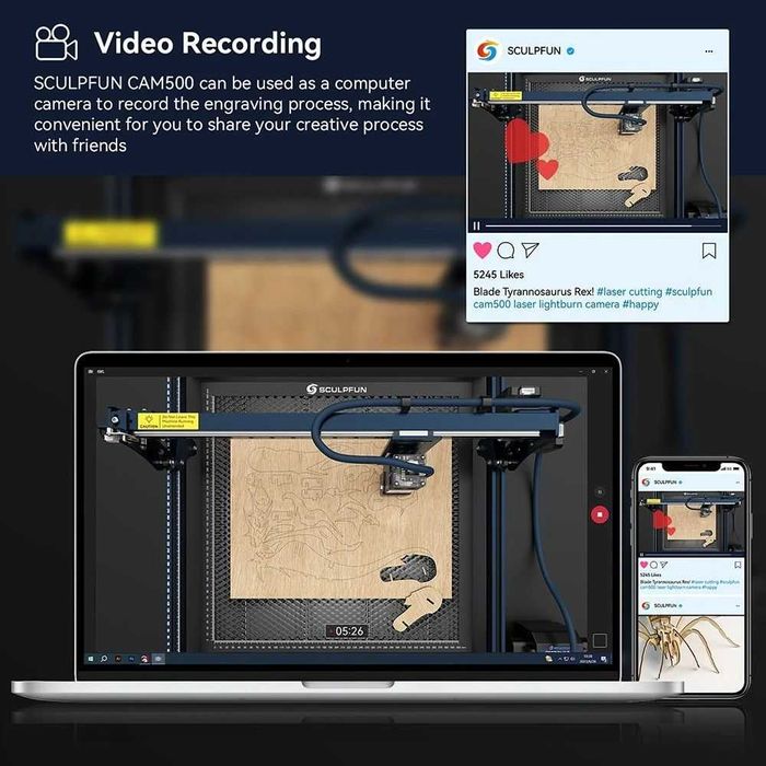 SCULPFUN ATOMSTACK КАМЕРА АВТО позициониране лазер лазерно гравиране