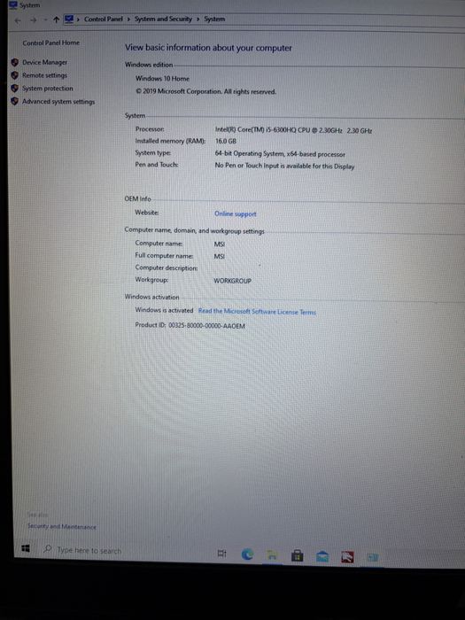 Laptop MSI Nvidia GTX 950M