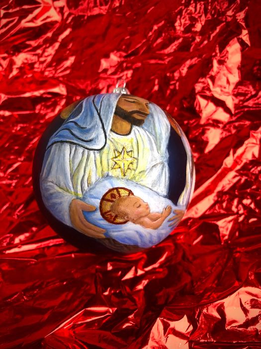 Glob de sticlă pictat manual- Nașterea Domnului