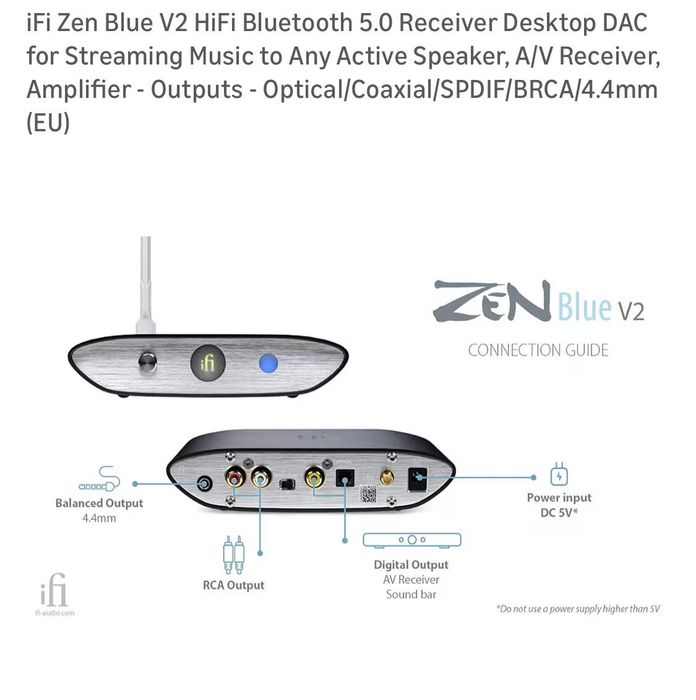 iFi Audio ZEN Blue V2 е аудиофилски Hi-Res Bluetooth приемник и DAC