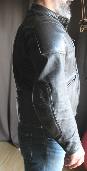 Geacă moto din piele SHOX cu protecții – stil cafe racer