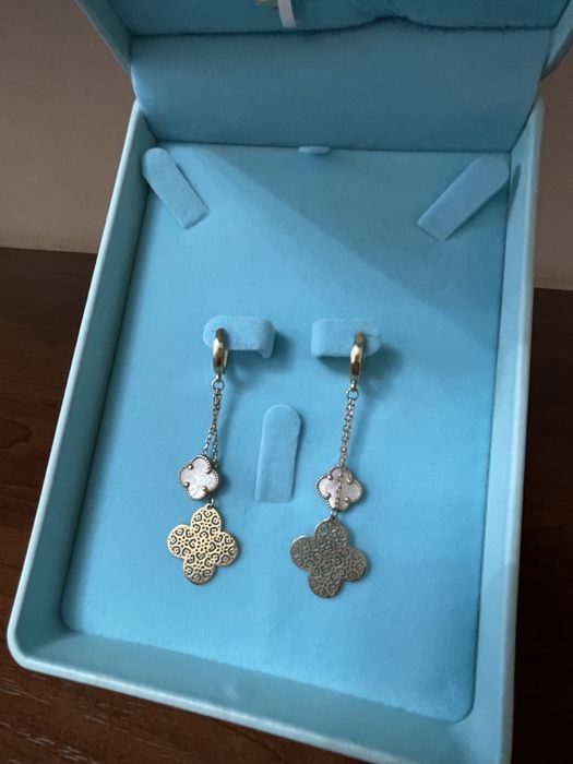 Золотые серьги и кольцо 585 пр