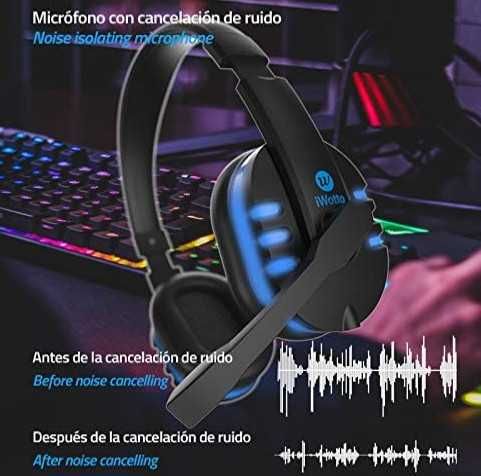 Геймърски слушалки iWotto, кабелни за игри с микрофон, RGB осветление