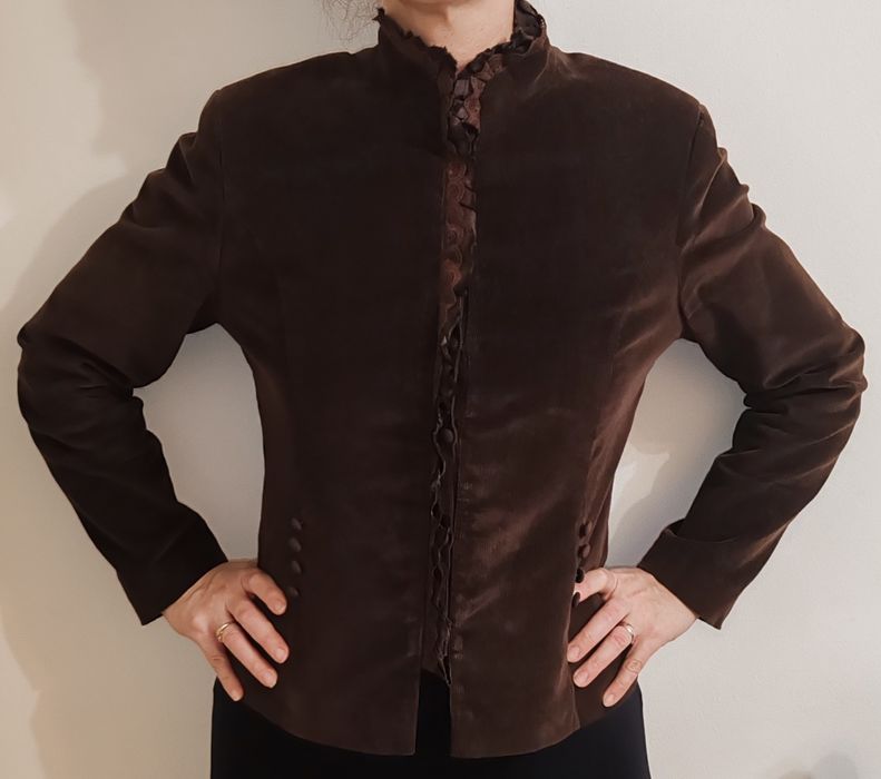 Sacou Elegant Maro Ciocolatiu – Catifea Raiată