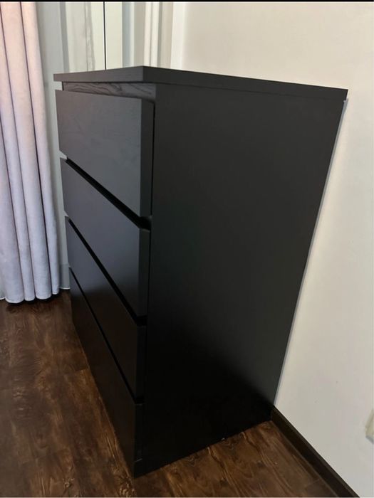 Comodă cu 4 sertare MALM 80x100 - NEGRU-MARO