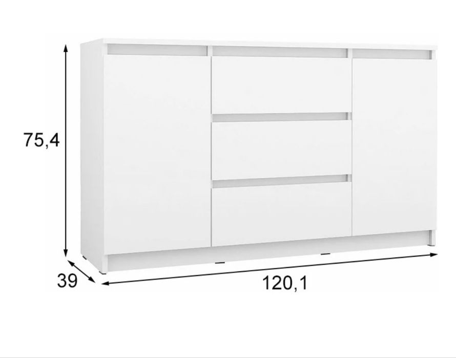 Комод Норд, 120.40x40x77 см, белый