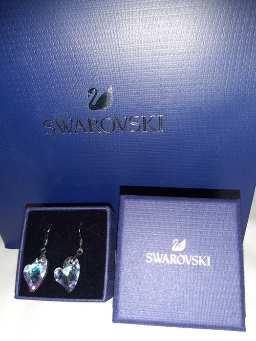 SEt cercei din argint 925 inimioara punguta si cutie cadou Swarovski