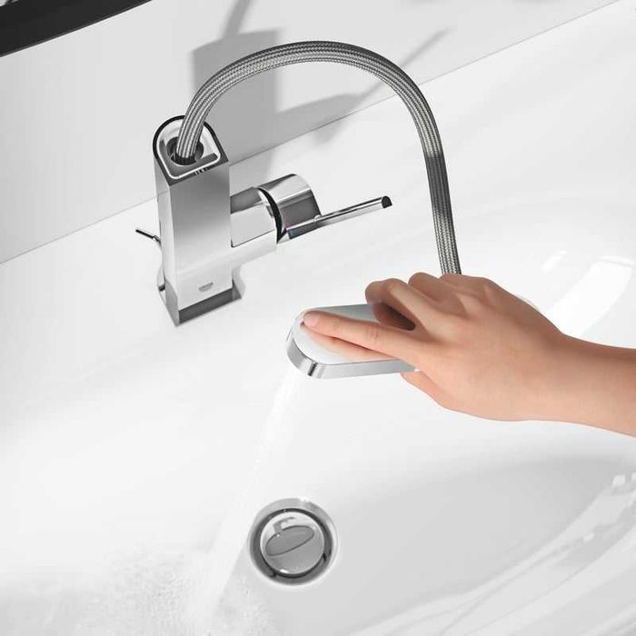 Grohe Смесител за мивка L-размер с издърпващ се чучур и Click-Clack 23844003