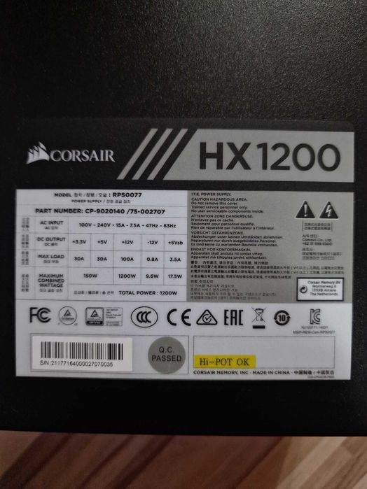 Corsair HX Series HX1200 - 1200W Platinum