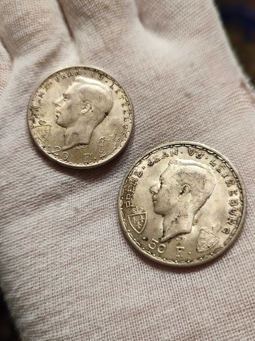 Лот 20, 50 и 100 франка Люксембург 1946 г. сребро