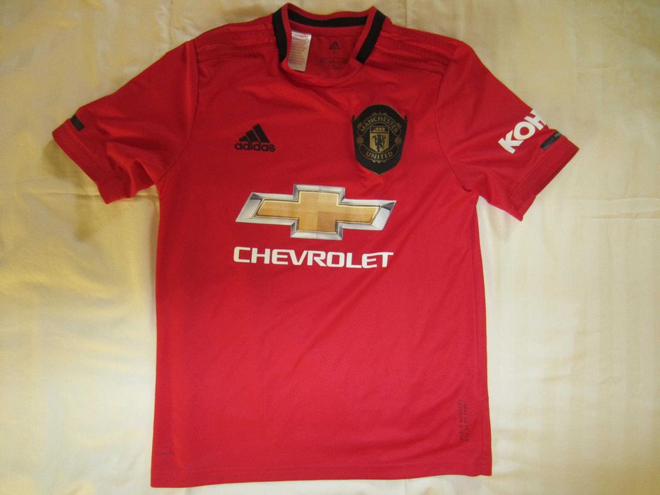 Tricou fotbal copil Manchester United, masura 164( 13-14ani), nepersonalizat, Adidas Climalite, poliester, stare f. buna- ca nounda