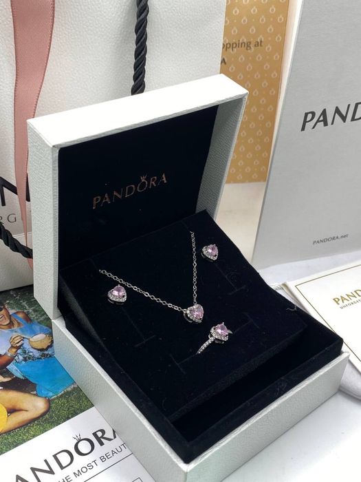 Pandora набор(кольцо,серьги,подвеска)