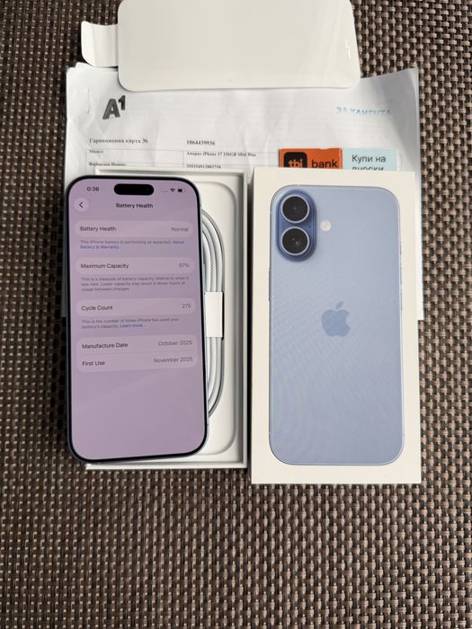 iPhone 17 256GB *КАТО НОВ*Mist Blue ГАРАНЦИЯ•ЛИЗИНГ TBI 27€/м