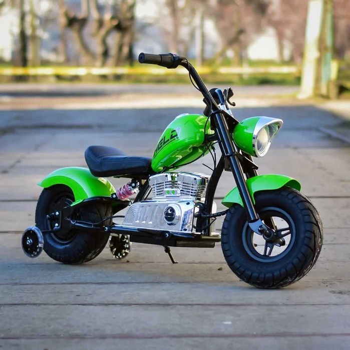 Motocicleta Kinderauto Old School 300W 24V roti moi gonflabile Green