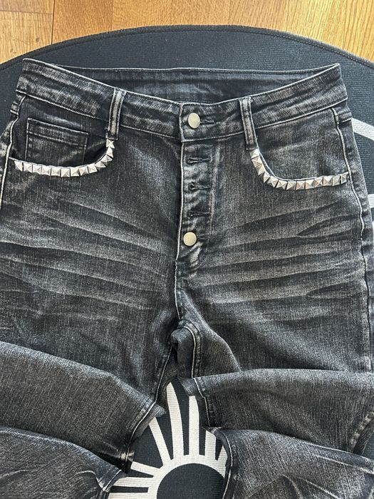 No E Mosen Custom Studded Curved Jeans
