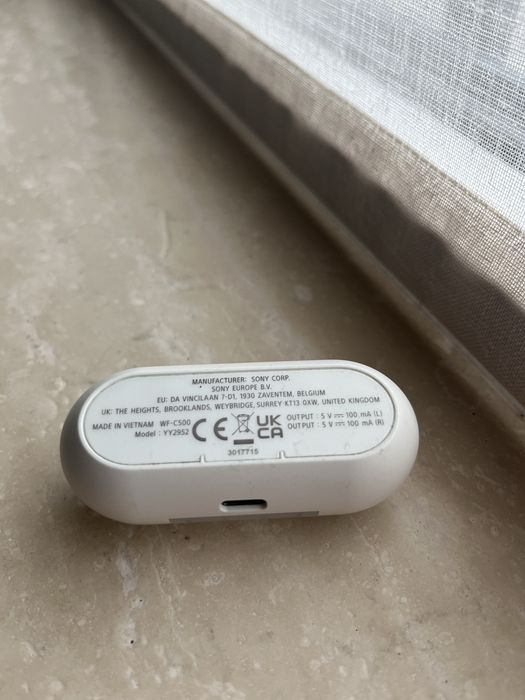 Безжични слушалки Sony - WF-C500, TWS, бели