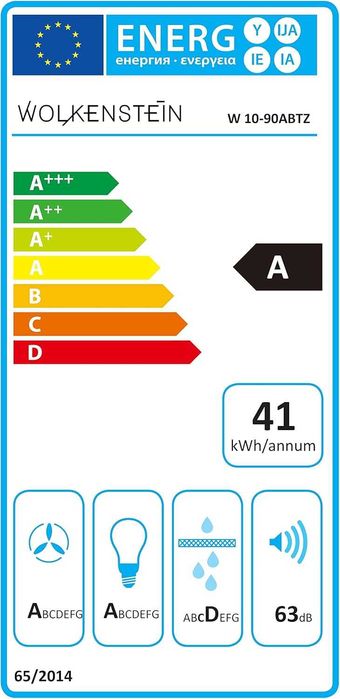 Аспиратор WOLKENSTEIN,стъкло Черен 90 см